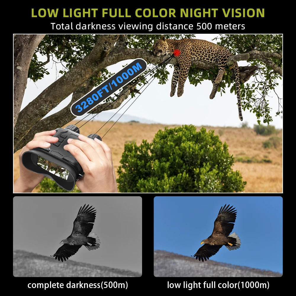 NV3280 Night Vision full Color 36MP Telescope Trail camera 10X Optical 8X Zoom 500M Infrared Digital binoculars for Hunting