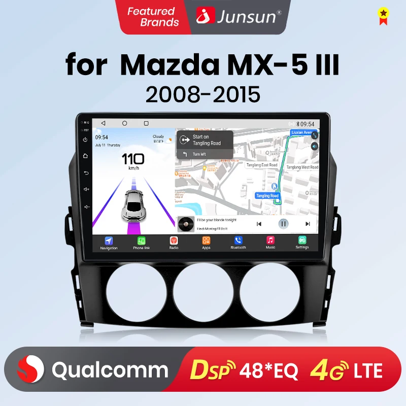 Junsun Android13 Qualcomm 8 Core Wireless CarPlay for Apple Android car Car Radio For Mazda MX5 3 NC 2008-2015 Car Radio GPS