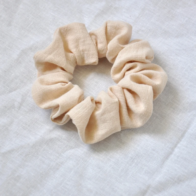 20 개/몫 리넨 헤어 Scrunchie 소녀를위한 수제 헤어 탄성 포니 테일 헤어 타이 어린이 여성 헤어 액세서리