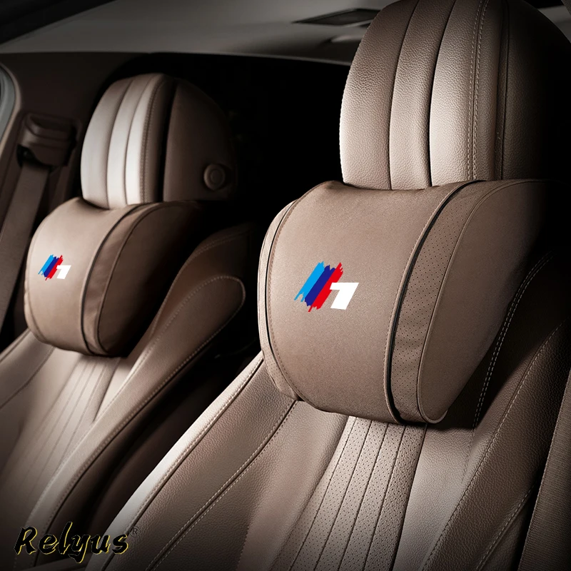 Auto-Nappa-Kopfstütze, 3D-komfortable Nackenkissen, schützen und unterstützen den weichen, flauschigen Sitz für BMW 1er-Serie 116i 118i 120i M135i xDrive 118d – Detail 1