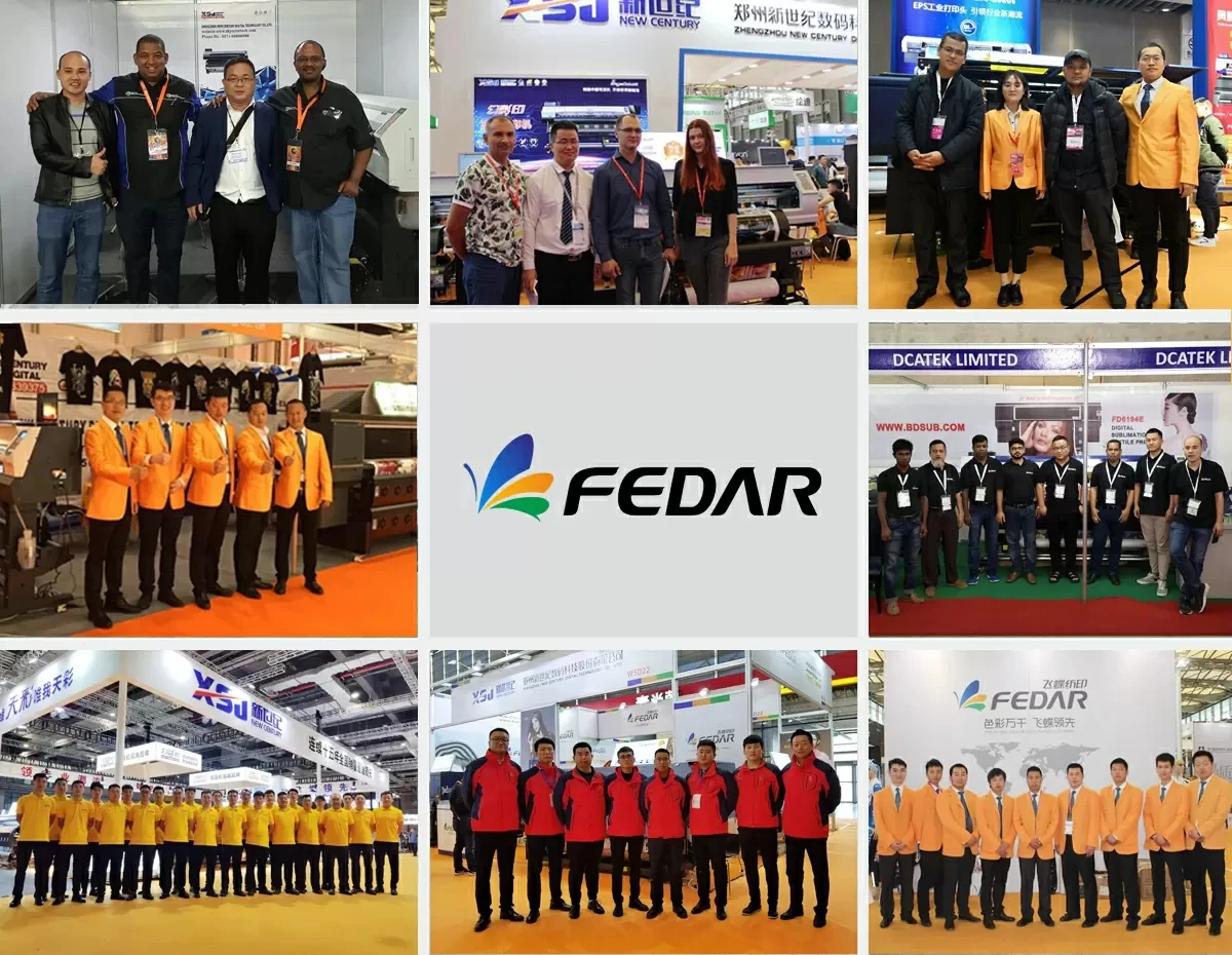 2025 طابعة نسيج نسيج Fedar 8 رؤوس Cmyk عالية السرعة لفة إلى لفة راسمة التسامي