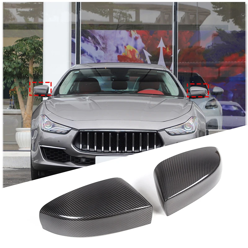 

For Maserati Ghibli Quattroporte 2017-2023 Real Carbon Fiber Car Car Side Rearview Mirror Cover Trim Sticker Car Accessories