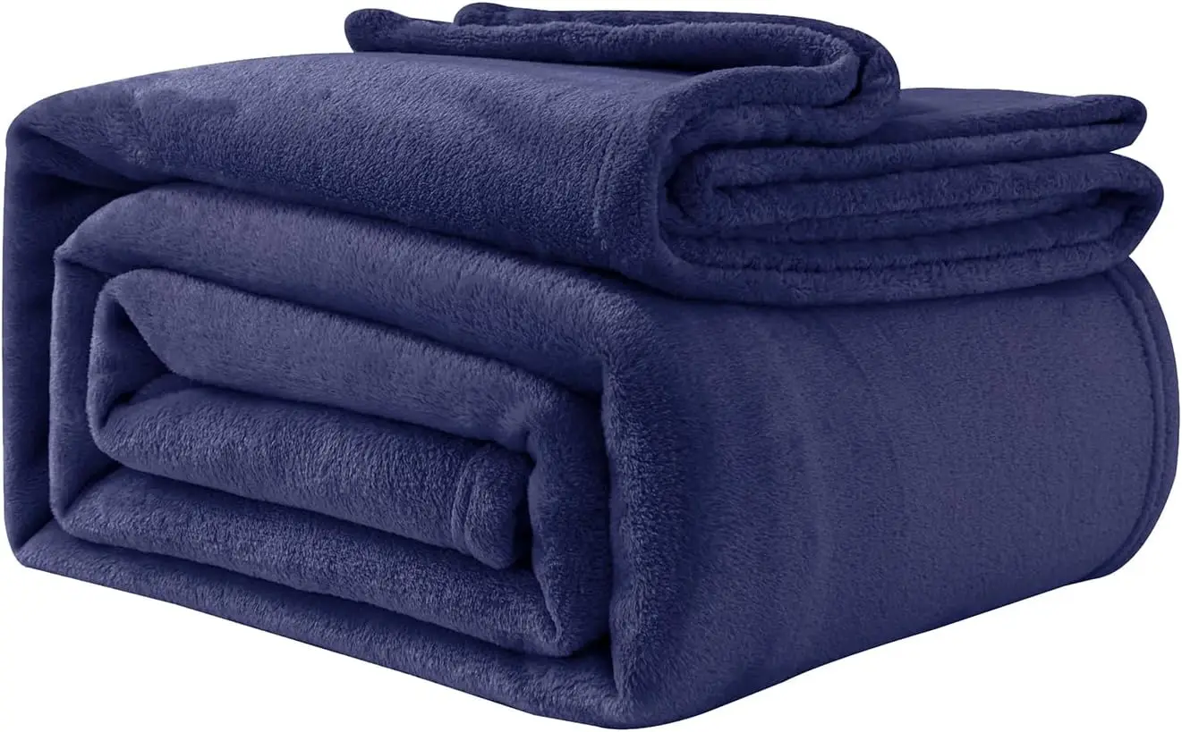 Good Nite Cuddle blanket Fluffy Fleece Day blanket for Adults Soft Sofa blanket Warm & Machine Washable Navy Blue