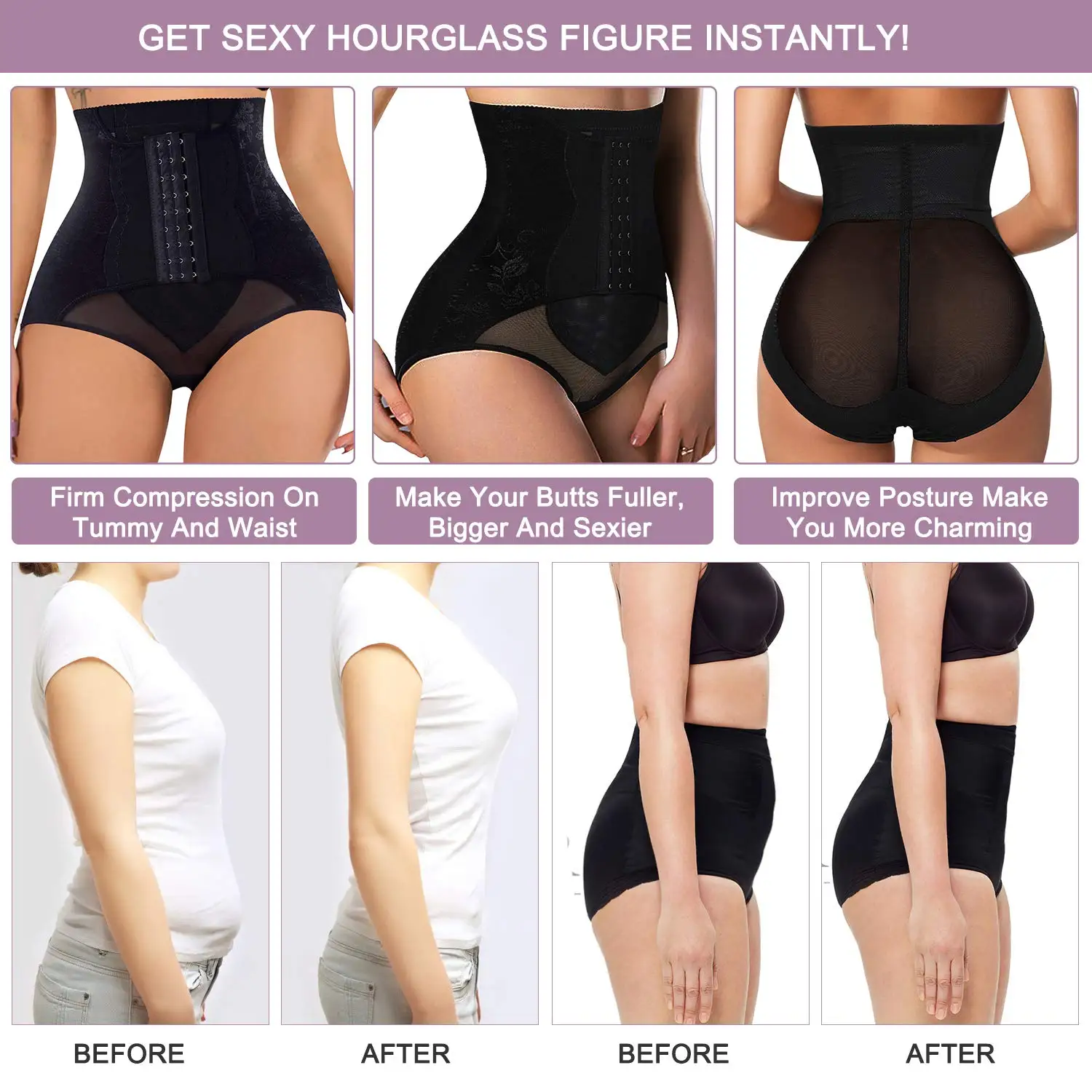 Women\'s Tummy Control Shapewear Underwear for Women Body Shaper Panties High Waist Trainer Shaping Slim Panty Butt Lifter Daily