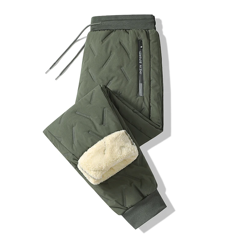 Neue Fleece Warme Winter-Herrenhose Lässige Verdickte Jogginghose für Männer Thermisch Gepolsterte Hose Schwarze Sweatpants für Männer Wasserdicht – Detail 4