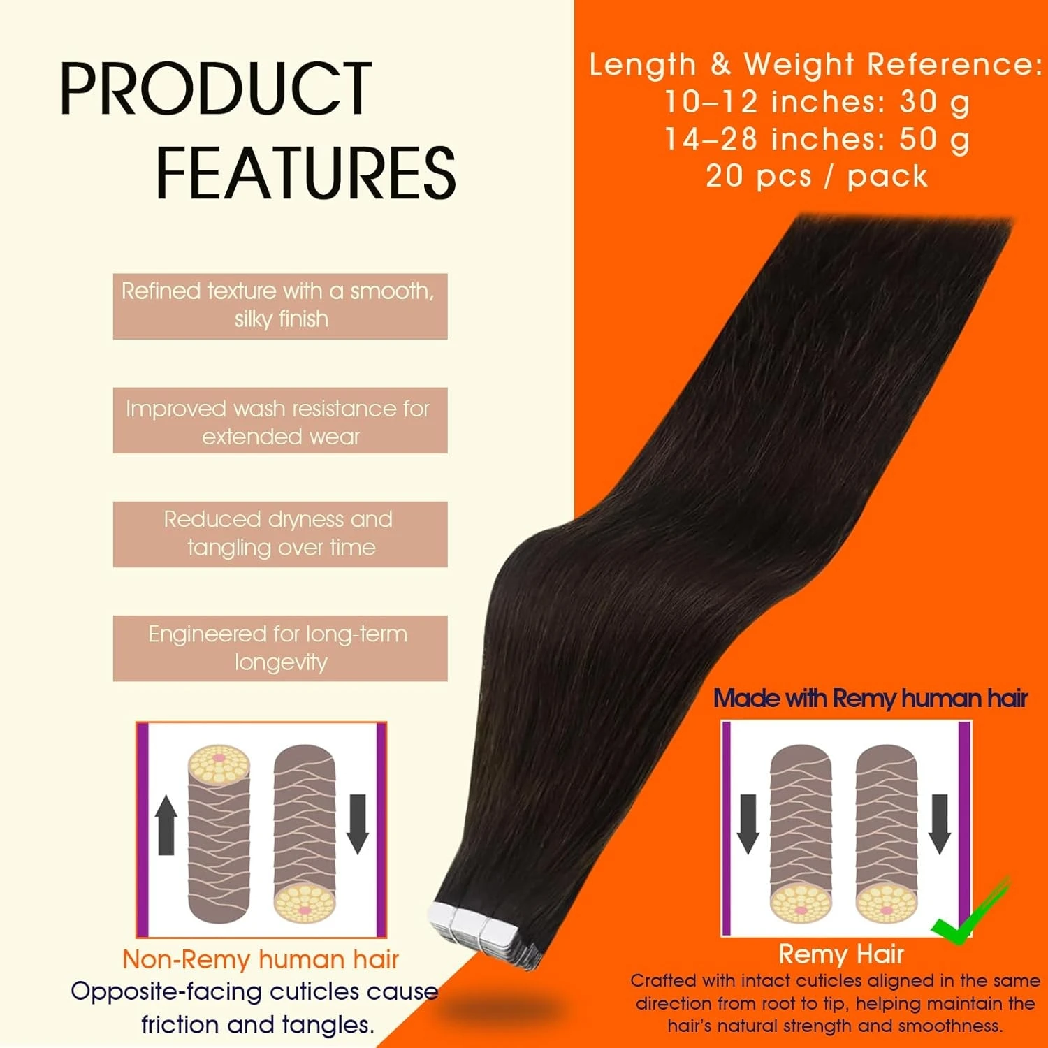 Full Shine Tape in Hair Extensions Double Sided Tape Remy Hair Natural Straight Hair 60 Pcs for Women