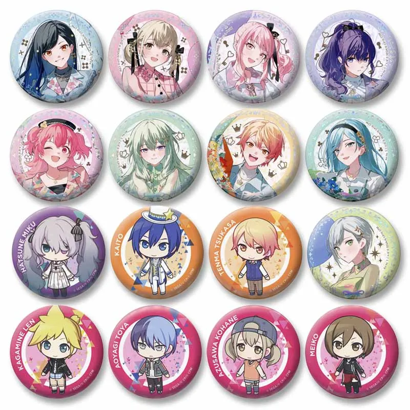 Bonito projeto sekai jogo papel broche pino uso diário acessório para mochilas roupas decoração momoi tenma dos desenhos animados emblema jewlery