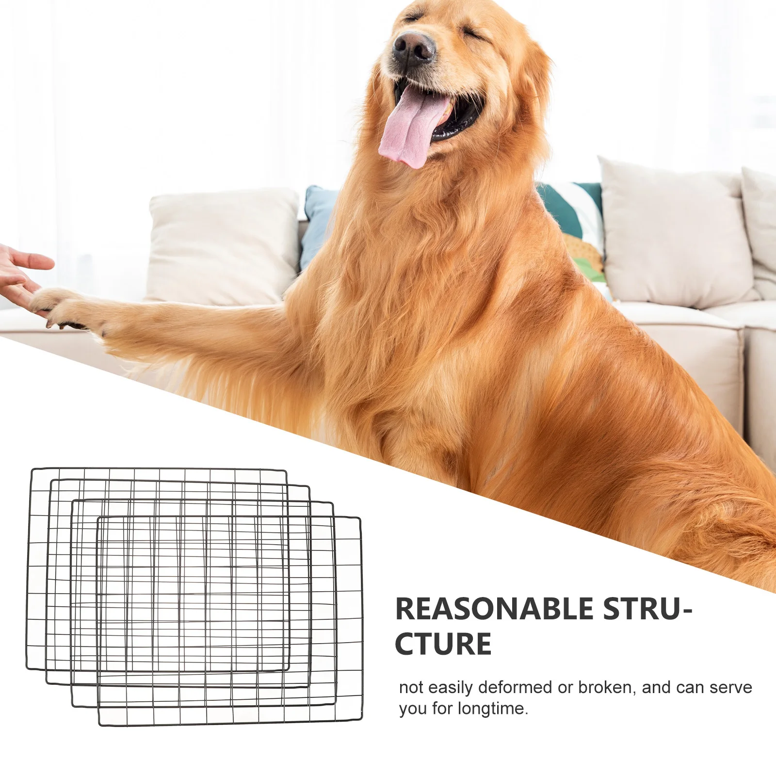 4 Stuks Huisdier Hek Ijzer Mesh Lakens Diy Monteren Panelen Voor Honden Katten Konijnen Metaaldraad Oefening Pen Opvouwbare Duurzaam Kooi box