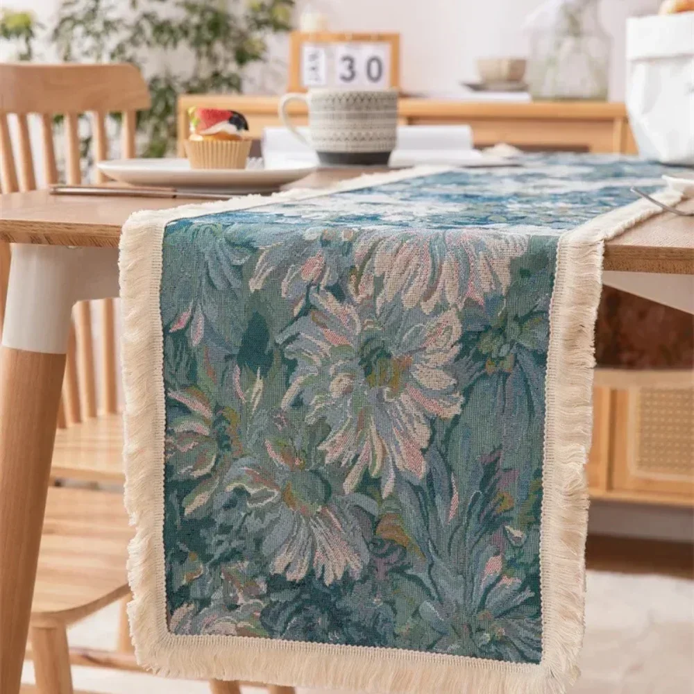 Скатерть в стиле ретро с бахромой и полосками по краям, скатерть для журнального столика, полотенца для телевизора, чехлы для шкафа в помещении и на улице