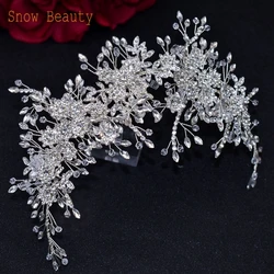 DZ096 Luxury Bridal Crown Flower Headdress Fashion Rhinestone Wedding Crowns and Tiaras Crystal Bridesmaid Hair Pieces Headwear