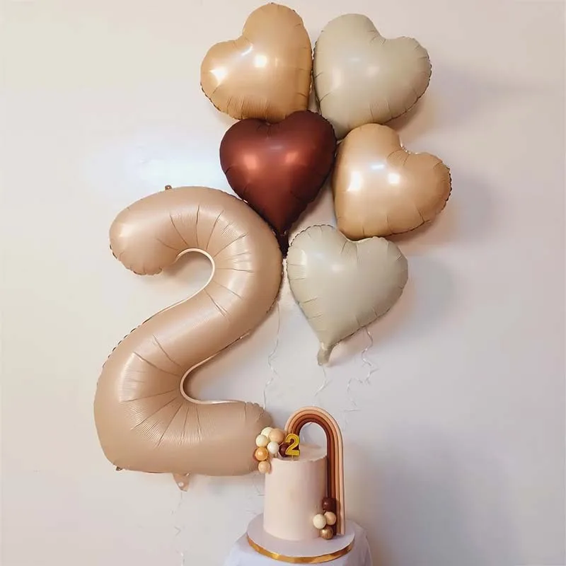 32 Zoll cremefarbene Karamell-Olivgrüne olivgrüne Folienballons 0 1 2 3 4 5 6 7 8 9 Kugeln Hochzeit Geburtstag Party Dekor Babyparty – Detail 9
