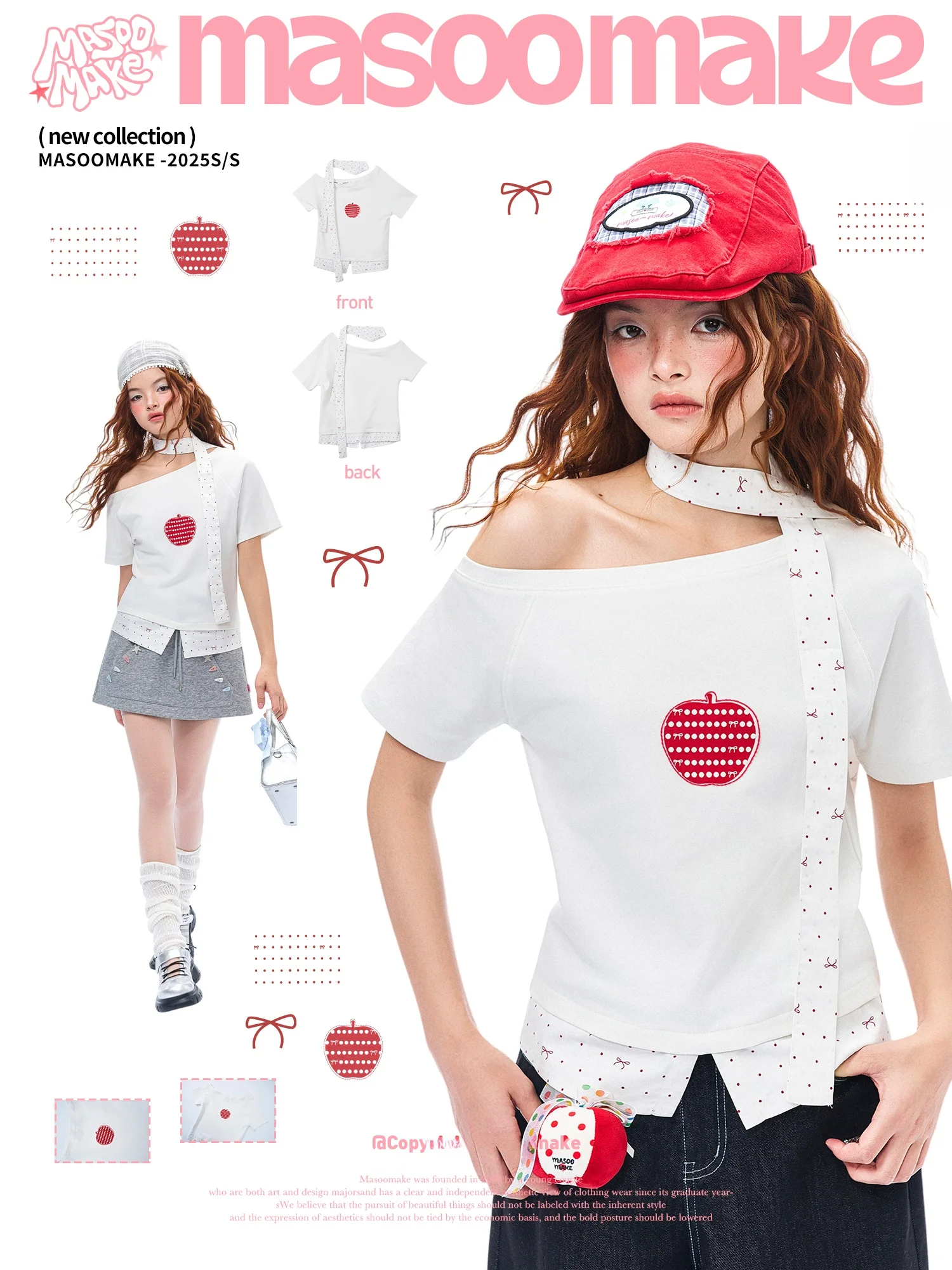 

Slim Fit White T-Shirt Casual Summer Shoulder Baring Short Sleeve Hot Girl Top Korean Style Pure Color Cotton Blend Masoomake