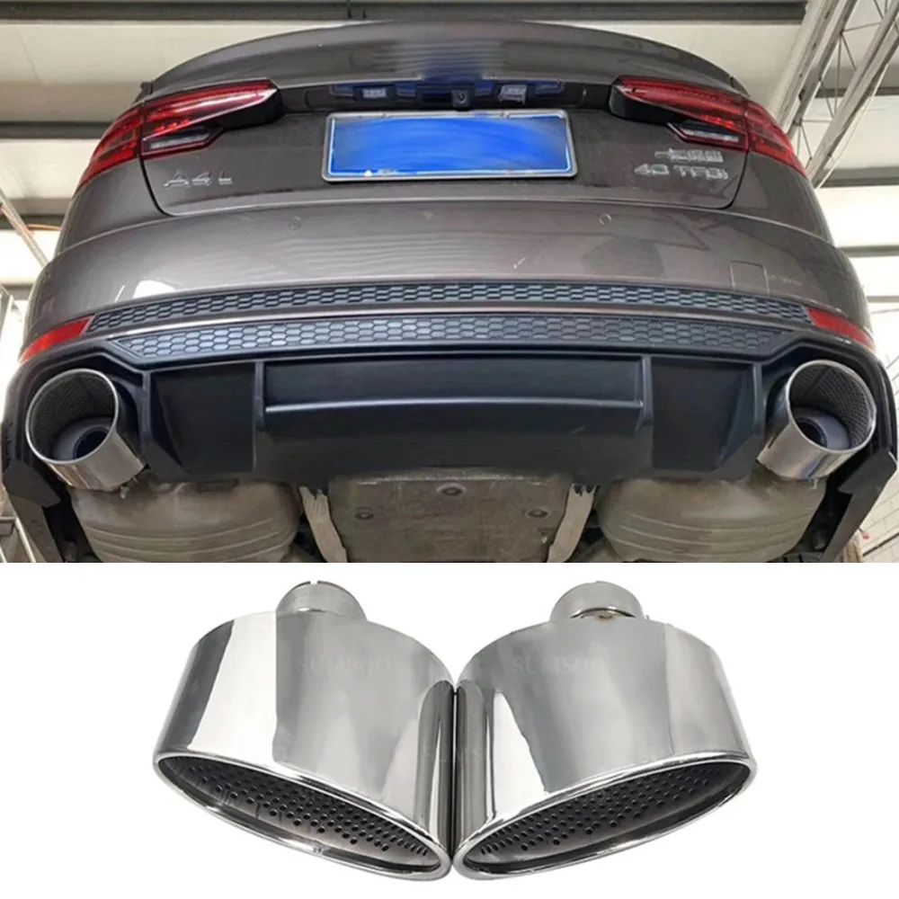 

1 Pair Exhaust Tip For Audi A4 A5 A6 A7 Up To RS4 RS5 RS6 RS7 Muffler Tip Tailpipe For Audi Stainless Steel Exhaust Pipe