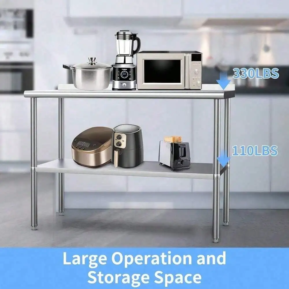 Table en acier inoxydable pour la préparation et le travail avec dosseret, 60 en effet x 24 en effet, rapDuty, Nouveau