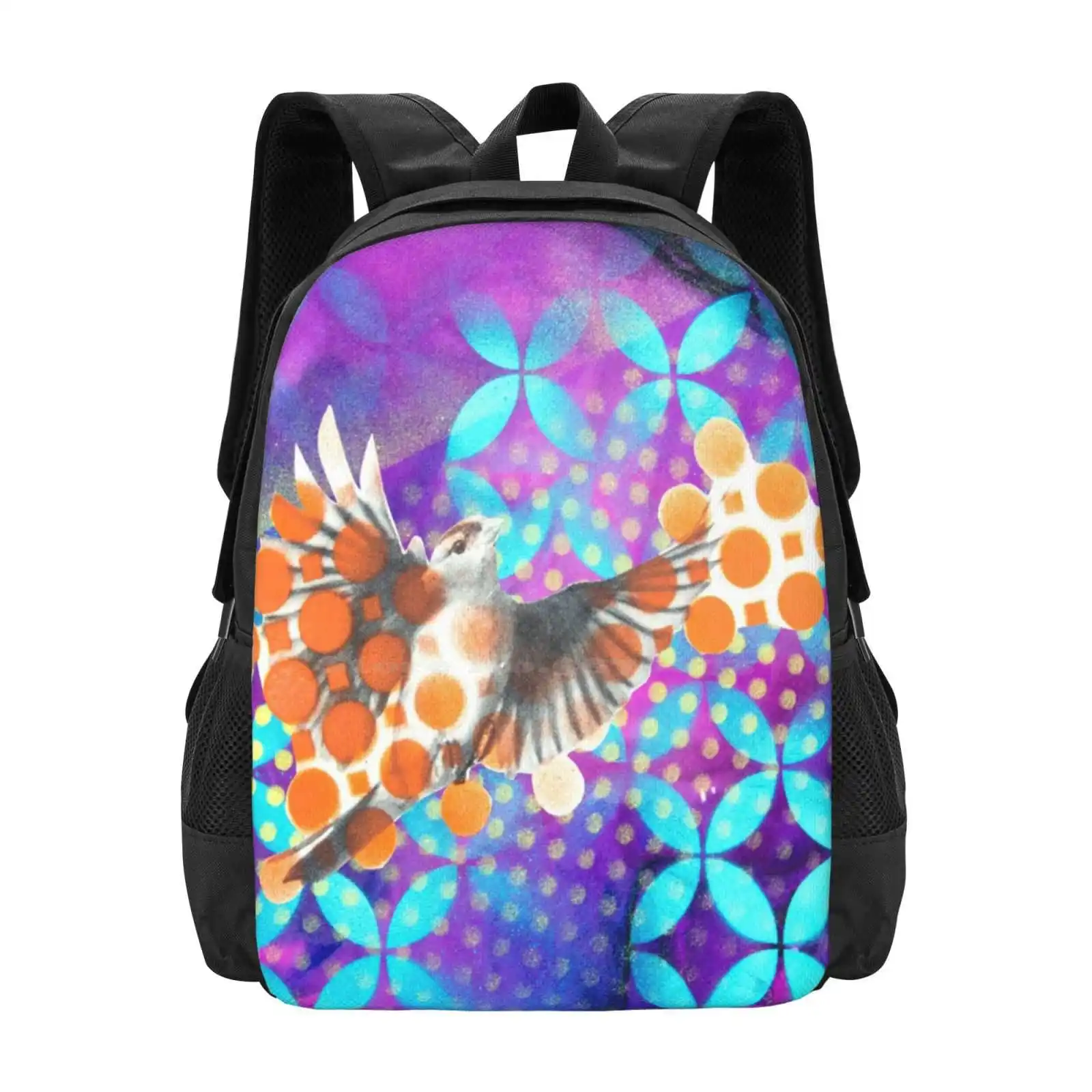 Flying Dots Pattern Design Bagpack School Bags Collage Flying Birds Dots Pattern Sparrow Sky Multi Spray Paint Aerosol Stencil