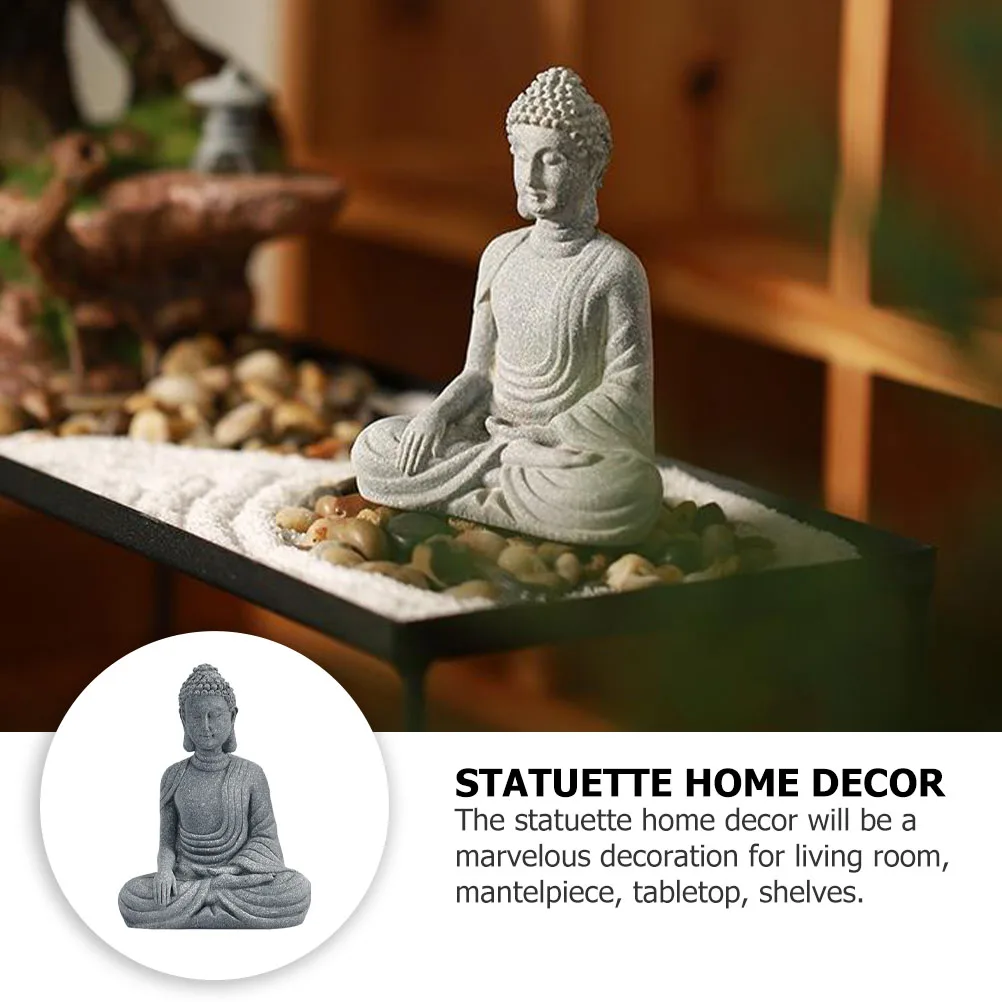 

Creative Sandstone Buddha Statue Ornament Mini Home Decor Zen Meditation Desktop Decoration Asian Style Living Room Office Gift