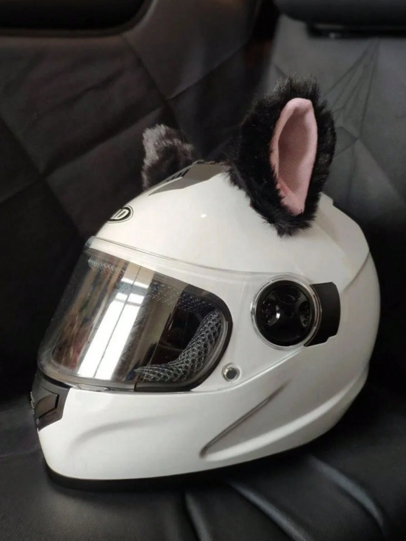 2er-Pack Kunstfell-Katzenohren als Helmzubehör, abnehmbare Plüsch-Katzenohren, passend für Motorrad-/E-Bike-/Skihelme, niedliche Dekoration F – Detail 1