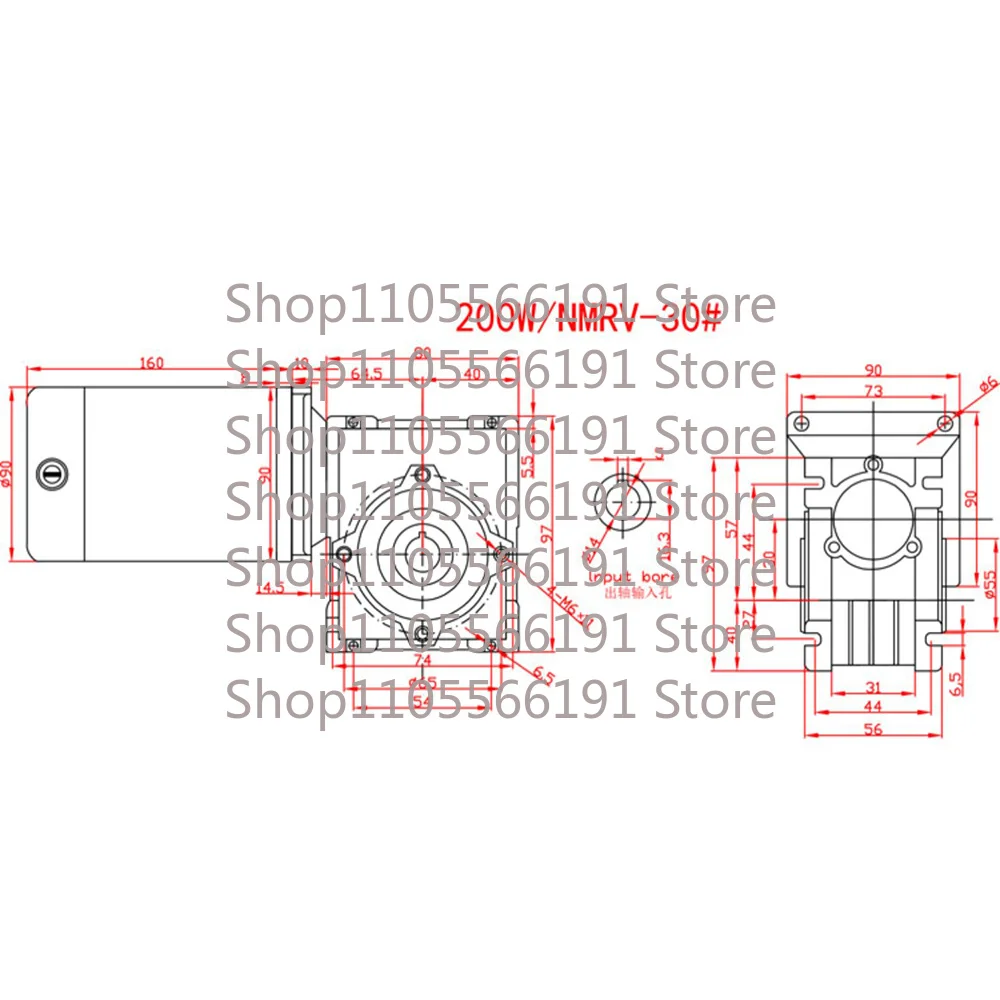 200W Worm Gear DC Gear Motor 12V 24V High Torque Forward and Reverse Rotation RV30 2200RPM Speed Regulating Motor