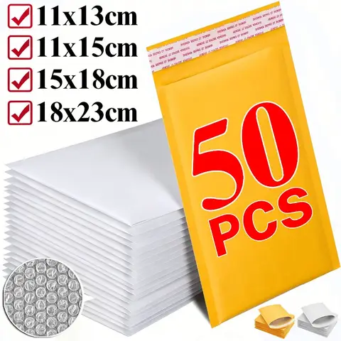 10-50PCS Kraft Bubble Bags Self-Sealing Paper Envelopes Waterproof Cushioned Padded Foam Shipping Mailers for Storage Packaging