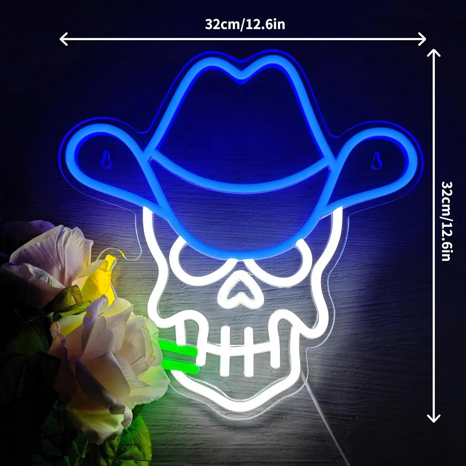 Halloween Decor Skull  Cowboy Neon Signs LED Neon Light Sign Light Up Neon Signs for Wall Decor Bedroom Man Cave Decor Bar Party