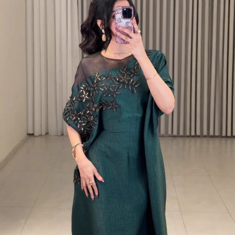 Abaya für Frauen, florale Spitze, ethnisches marokkanisches Kleid, muslimische Dubai-Kleidung, islamische Kleidung, Hochzeit, Eid, Ramadan, Jalabiya