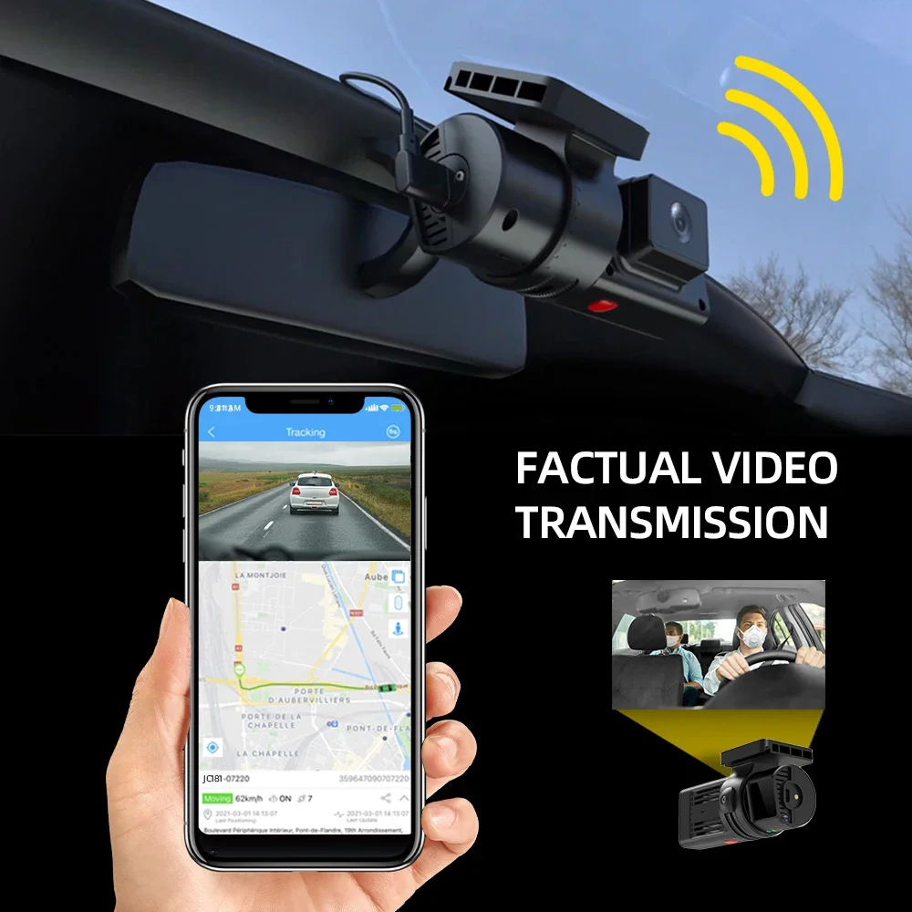 JC181 Mini Dual Dash Cam 4G DVR WiFi USB Rotatable Car Camera 1080P GPS Event Video G-Sensor Fuel Cutoff
