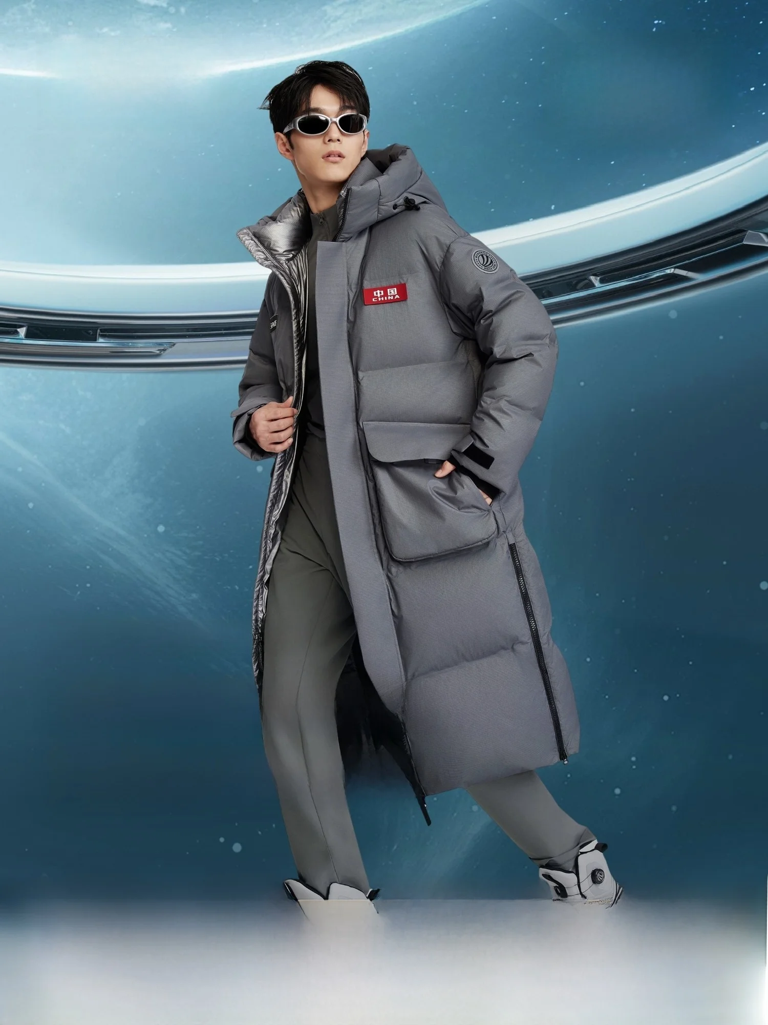 

Bosideng New Style down Jacket Men's Women's Thickened Long Over-Knee Technological Line Fashionable Warm City Casual Outerwear