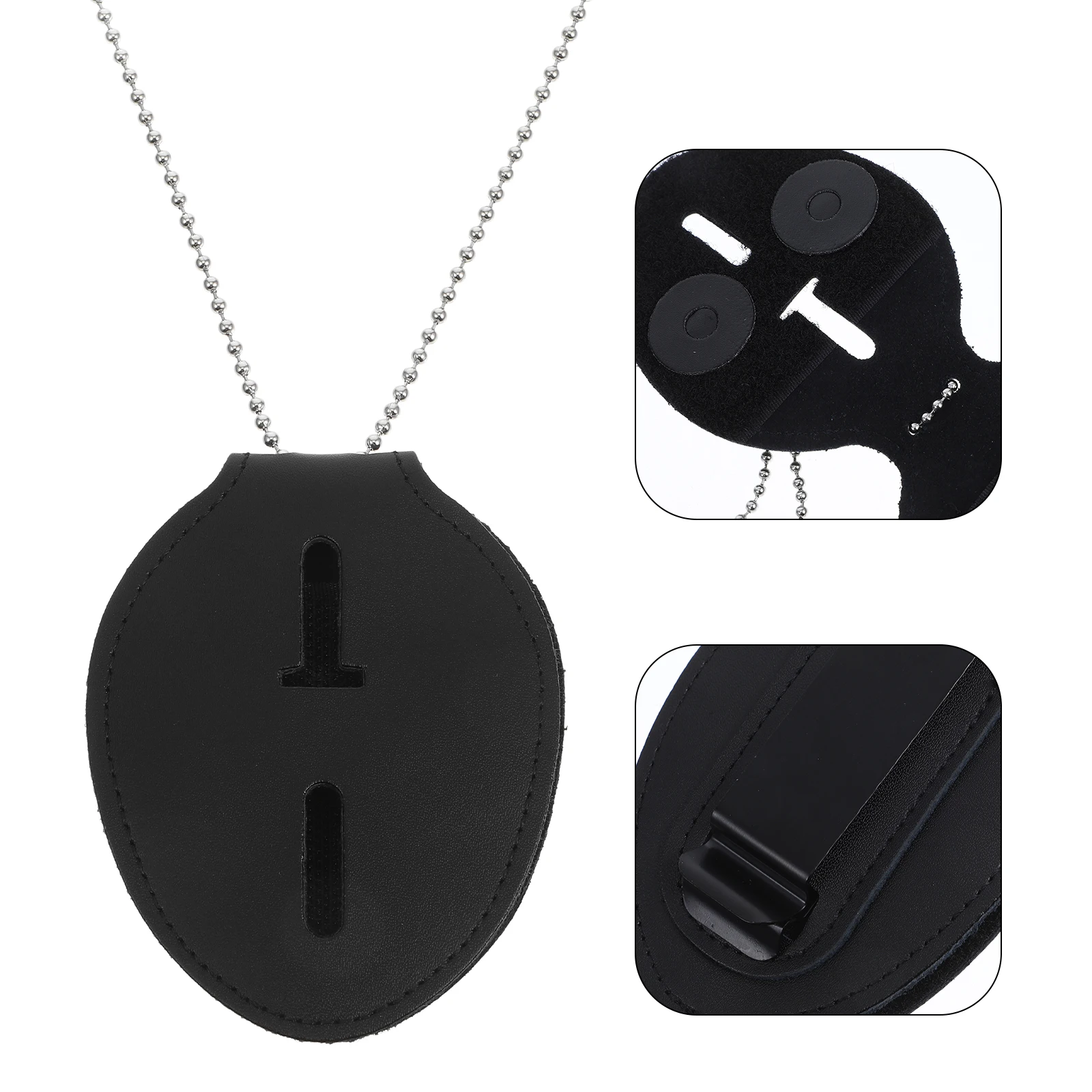 

Id Card Holder Belt Clip Badge Sleeves With Zipper Lanyard Pu Leather Protective Cover Police Officer Accessories Ski Work