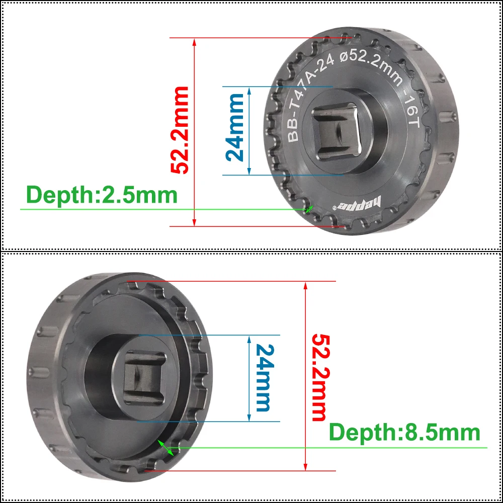 HEPPE Dual-Use-Fahrrad T47 Tretlager Installations- und Entfernungsschlüssel T47 BB Reparaturwerkzeug für 16T T47 Ceramicspeed BB Reparatur – Detail 2