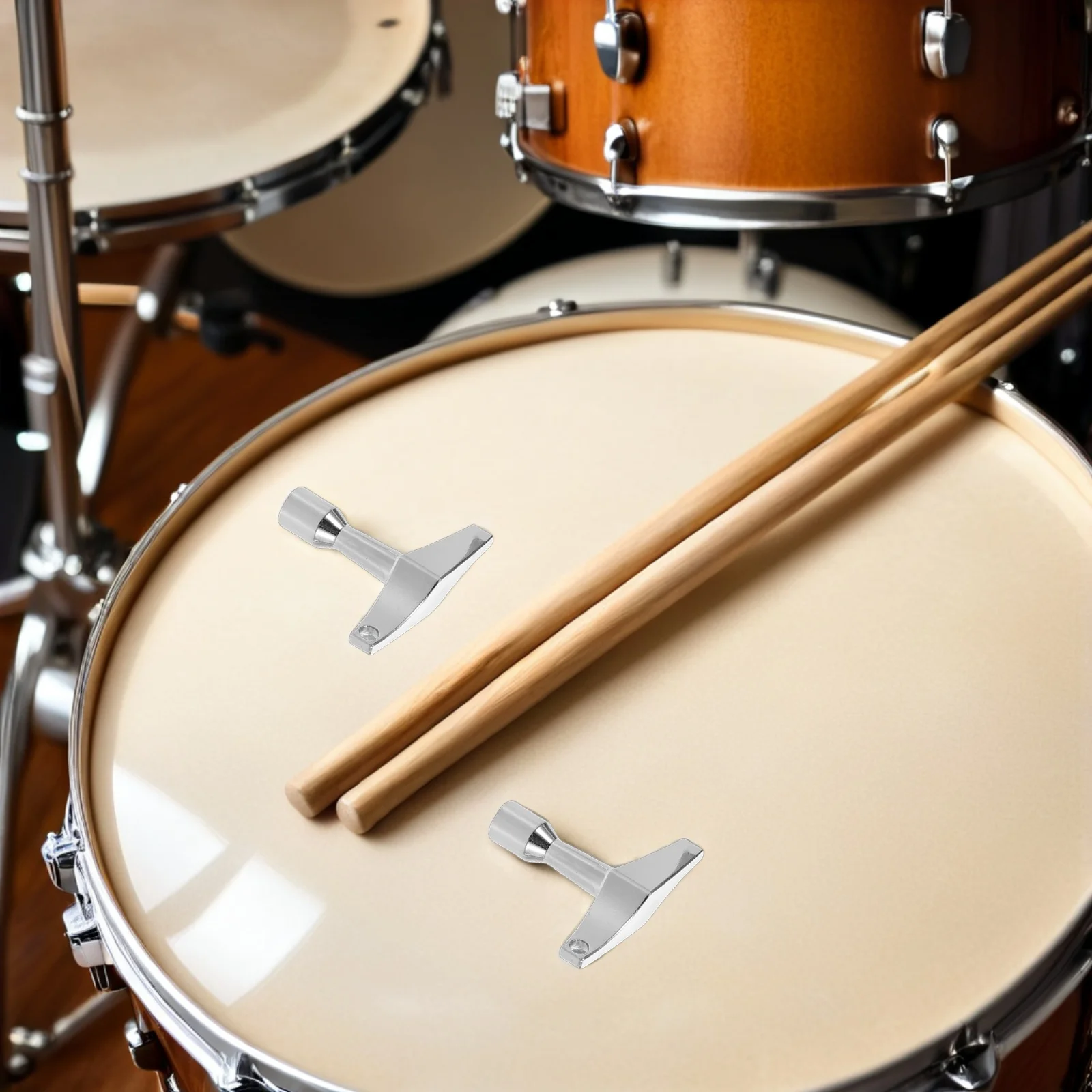 

4Pcs Silver Drum Key Set Universal Compatibility Lightweight Aluminum Tuning Wrench Precision Performance Drum Key Tuner