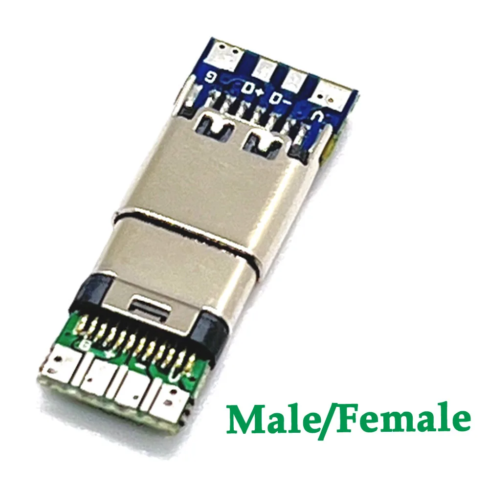 1pcs 24Pin USB 3.1 Type C Connector Plug data cable Support PCB Board male/Female High Speed Transmission Fast Charging Port DIY