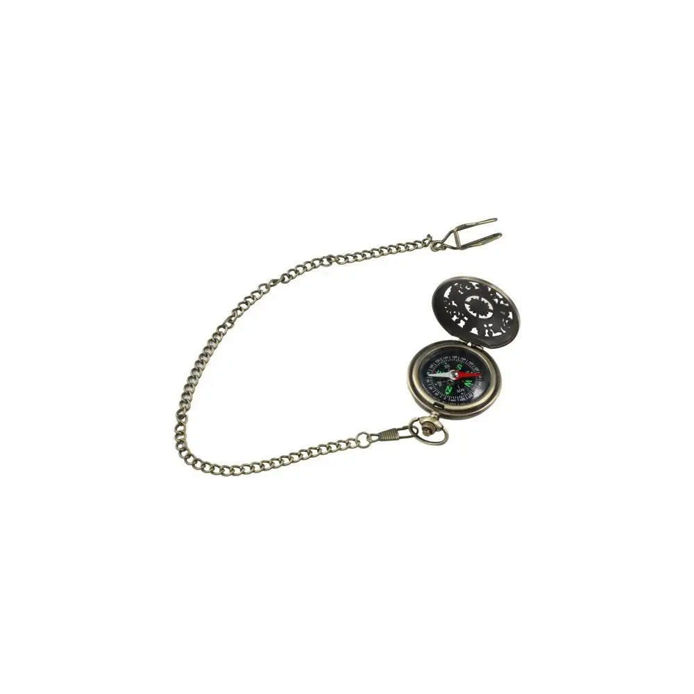 Retro Tourism Hiking Camping with Hanging Chain Portable Compass Pocket Watch Compass Vintage Bronze Compass Outdoor Navigation