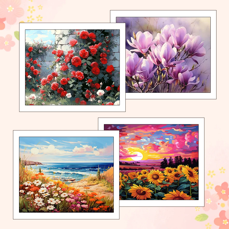 

RUOPOTY Paintings For Painting By Numbers Flowers Art Supplies Modern 40X50cm Acrylic Paints Picture Drawing Set Decoration Home