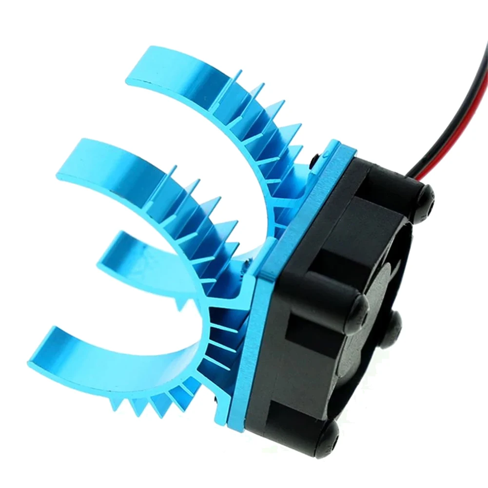 RC Parts Electric Car Motor Heatsink Cover + Cooling Fan for 1/10 Tamiya TT02 RC Car 540 550 3650 Motor Heat Sink,Blue