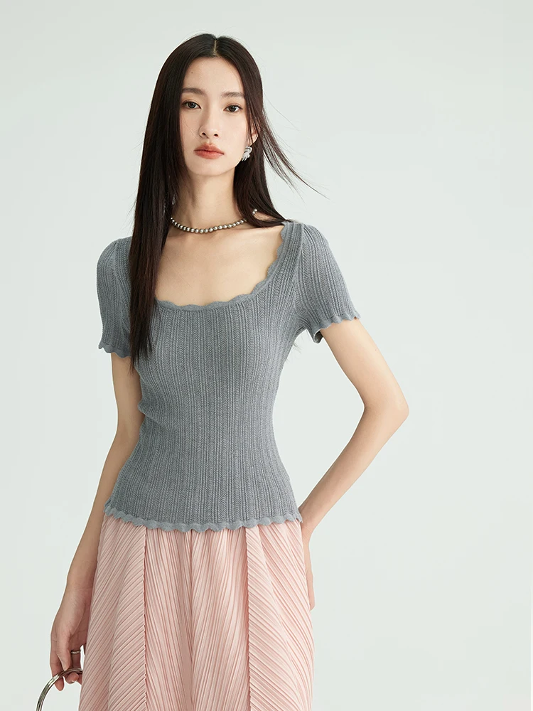 

Весенний дизайн 25SS: Утягивающий свитер с квадратным вырезом и охлаждающим эффектом, трикотажный, комфортный крой, геометрический узор, повседневный стиль...