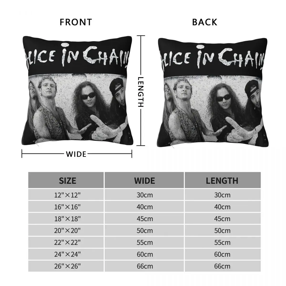 Alice In Chains Band Square Pillowcase Cushion Cover Pillow Case Throw Pillow Cover for Home Sofa Living Room