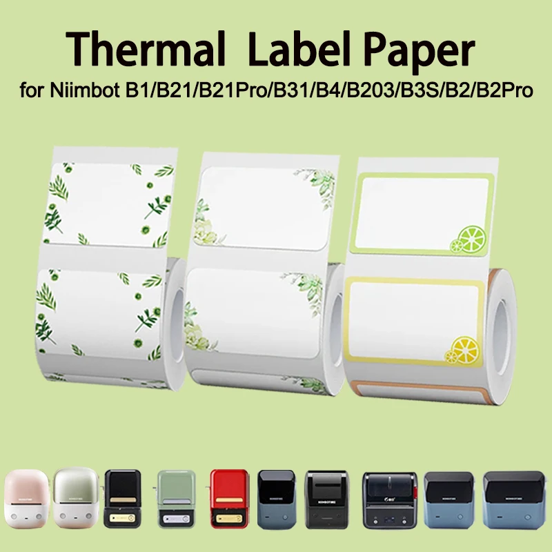 Niimbot B1/B2/B2Pro/B21/B21Pro/B203/B3S/B31/B4 Green Summer Fresh Style Household Label Fruit Flavor Waterproof Stickers