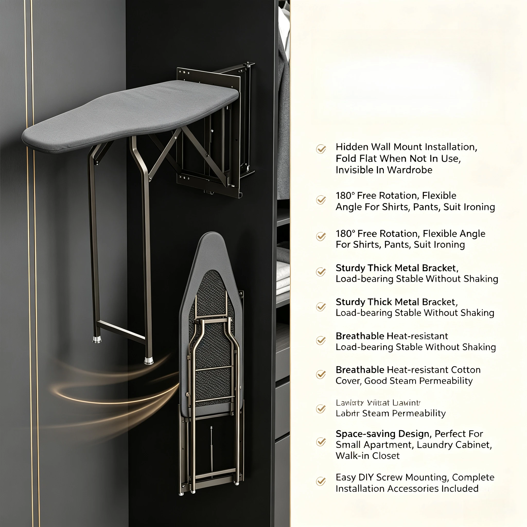 Vertical Foldable Thickened Ironing Board High Temperature Resistant Household & Commercial Hotel Clothes Ironing Table