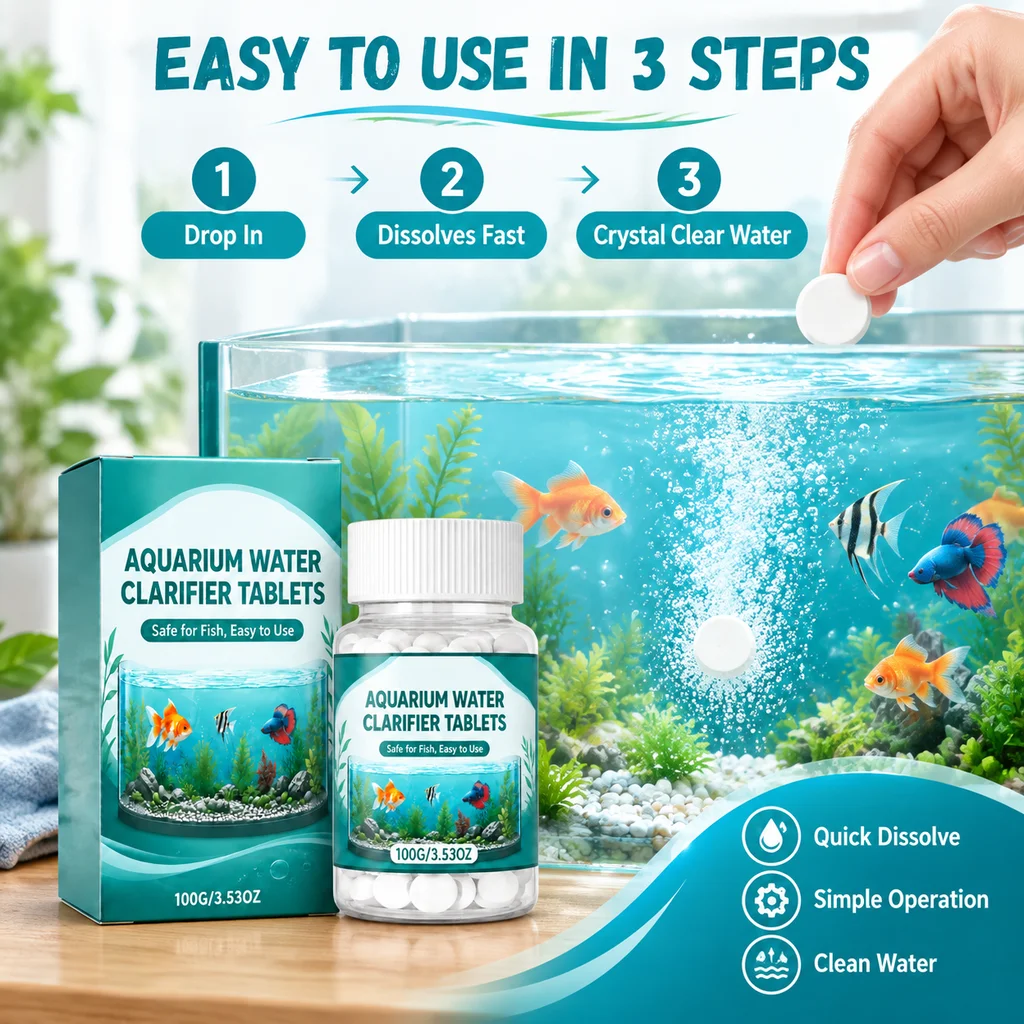 Aquarium Water Purification Tablets Remove Algae Improving Water Quality Decompose Organic Matter Reduce Odor Rapid Dissolution