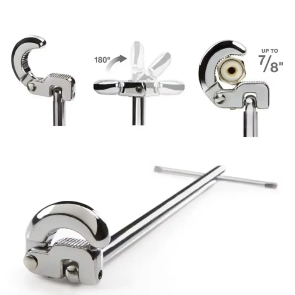 

11 Inch Basin Wrench 180 Degree Rotating Adjustable Jaw 3/8 To 1-1/4 Tap Nut Spanner Carbon Steel Heavy Duty