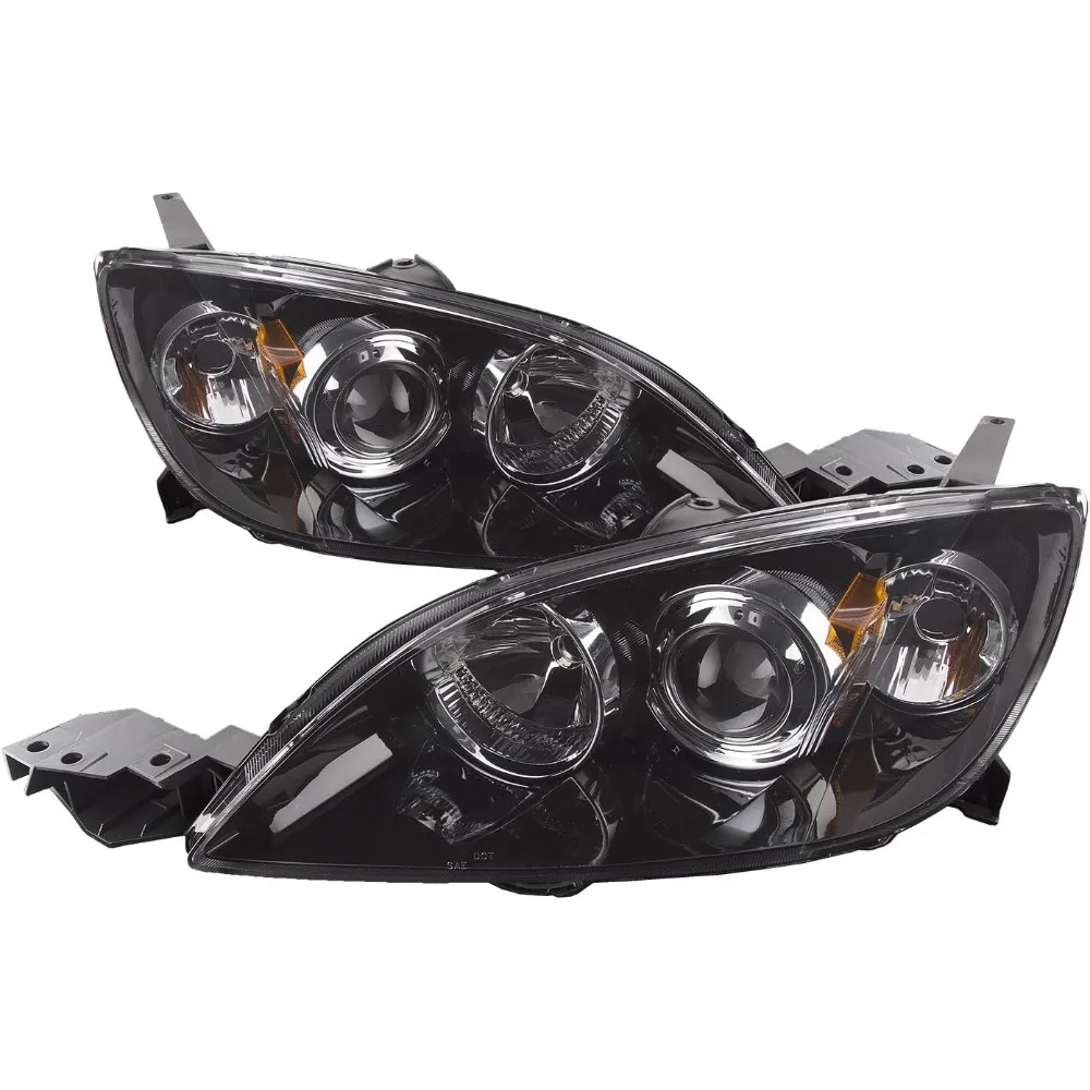 Halogen headlights compatible with Mazda3 2004-2009 hatchback MPS Speed Gen 1 left driver and right passenger side headlights