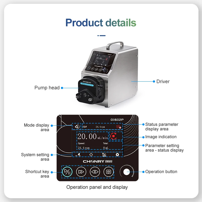 CHONRY OI602P Ntelligent Peristaltic Pump Max flow 4560mL/Min Lab Liquid Filling Machine