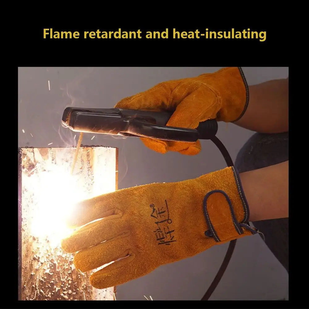 1Pair Sturdy Breathable Welding Gloves Thickened Cowhide Work Safety Glove Heat-insulating Wear Resistant Welder Gloves Adult