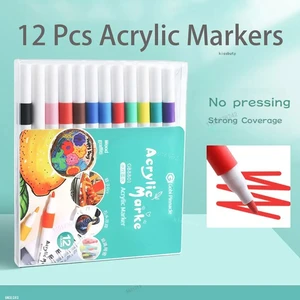 Acrylmalerei Kunstmarker Stift, DIY-Handmalerei, Kartenzeichnung, Keramik, Steinbecher, Glasstoff, Kleidung, Schuhe, 12-80 Farben 8 Hauptverkäufe transparenter Acrylbecher - №1