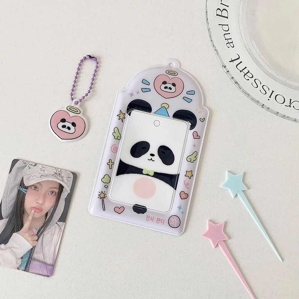 Photo Album Card Holder Photocard Collectors Kawaii Animal 3 Inch Keychains Mini Card Holder Bag Charm Pendant School Stationery