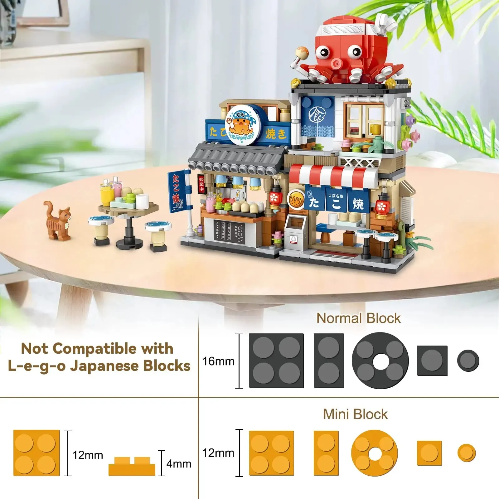 Takoyaki Store Blocos De Construção, Izakaya Shop Brinquedos, Conjunto De Modelos De Arquitetura Criativa, Mini Blocos De Construção, Construção MOC, 709Pcs