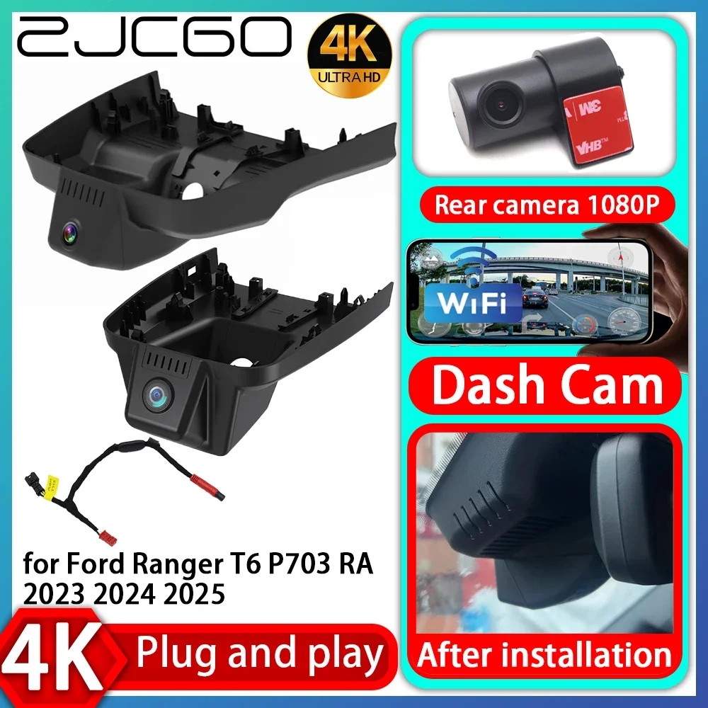 

ZJCGO UHD 4K 2160P Plug and Play DVR Dash Cam Camera Video Recorder For Ford Ranger T6 P703 RA 2023 2024 2025
