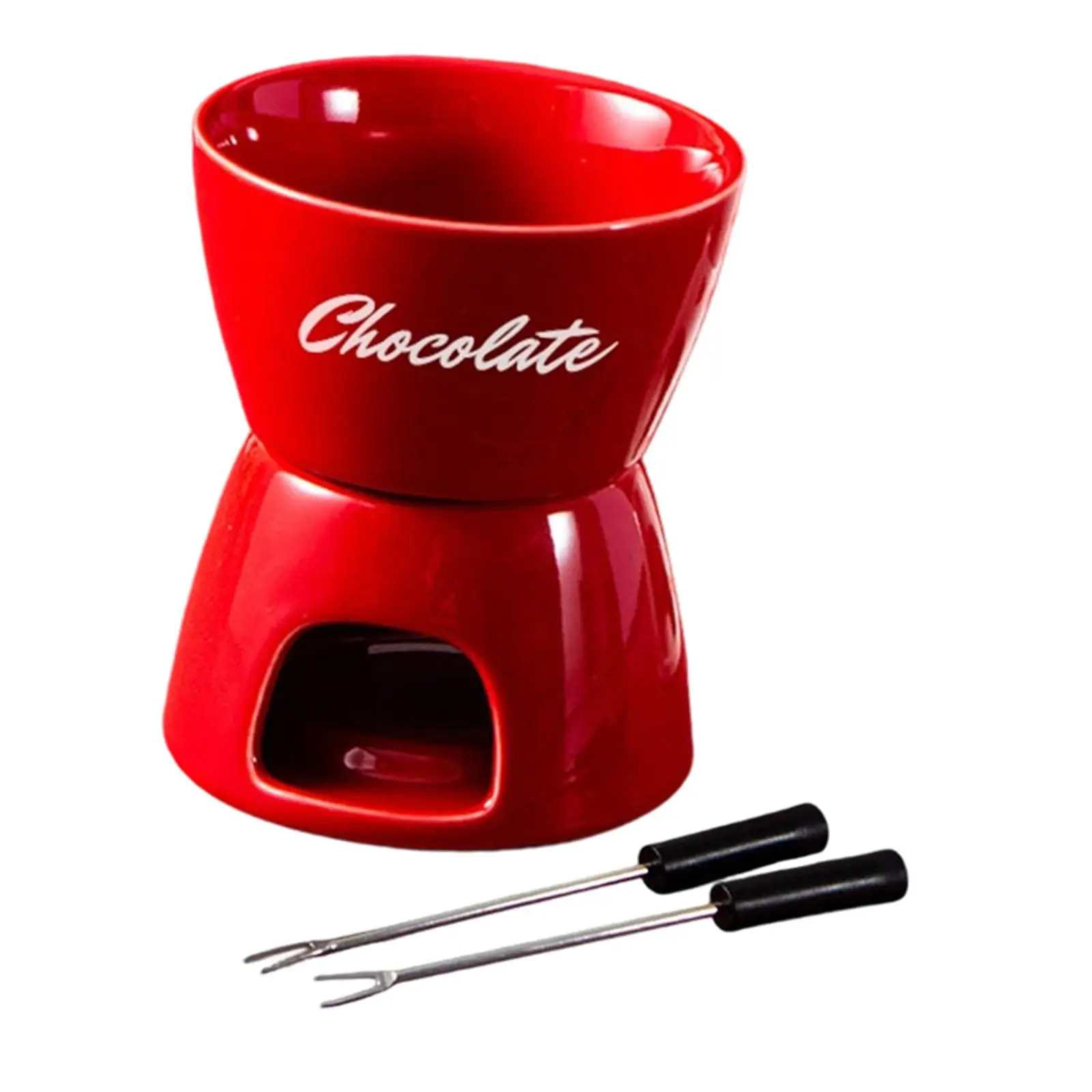 Ceramic Chocolate Fondue Bowl with Candle Holder Dessert Fondue Set Pan for Celebration Party and Home Dining