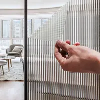 Reeded Glass  Window Privacy Film Frosted Window Vinyl 3D Decorative Window Decals Non Adhesive Bathroom Living Room