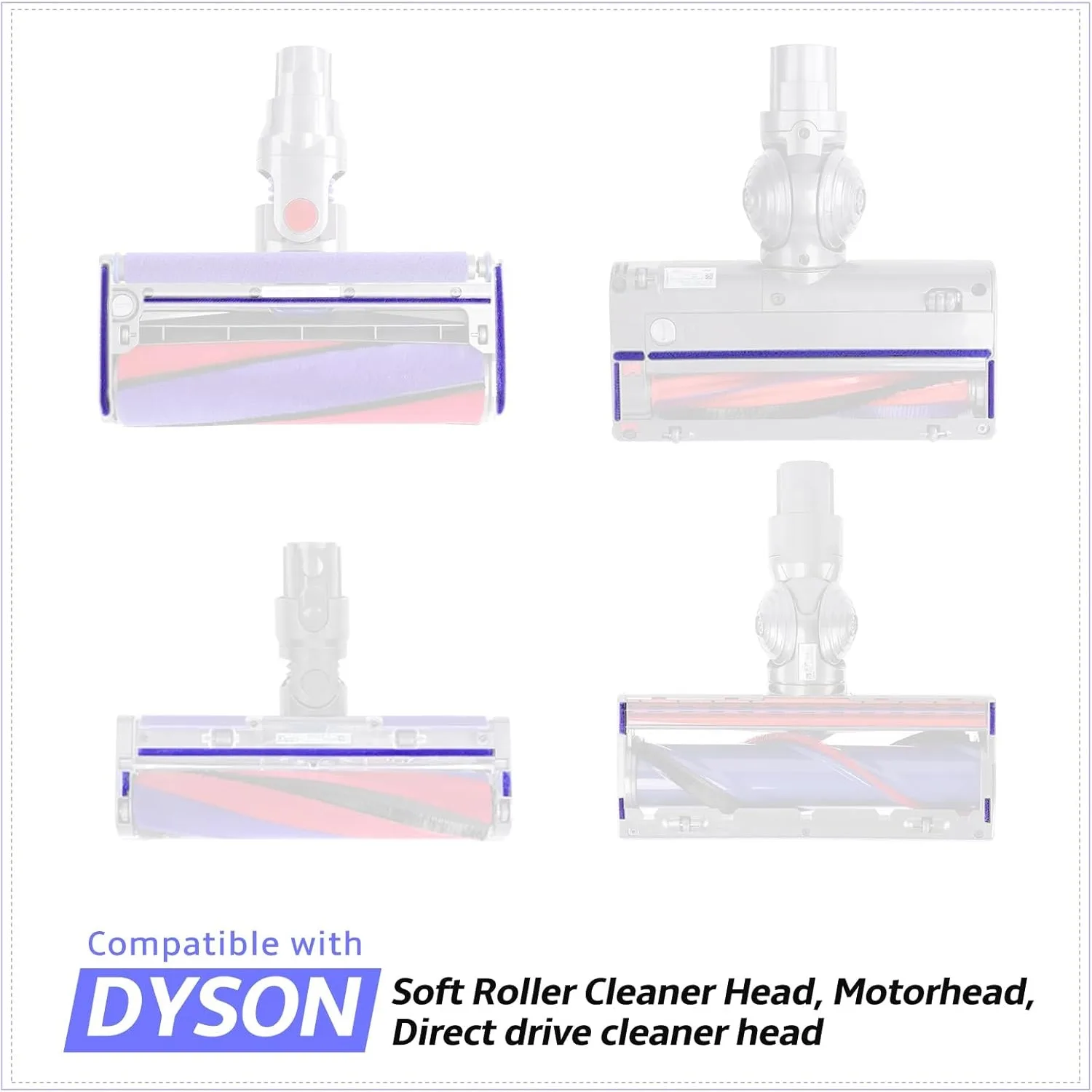 Vacuum Cleaner Soleplate Felt Strip Kit - Soft Plush Replacement for Dyson V6-V15 & DC58-DC74 Heads (4 Long + 4 Short Strips)​